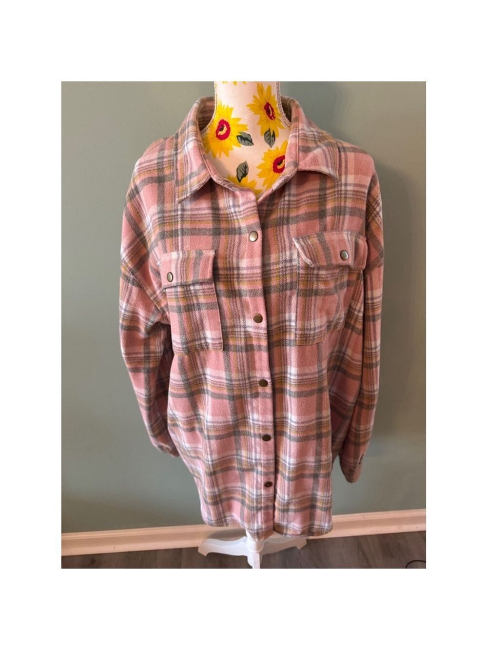 Women's Ninexis Flannel Shirt XL Pink Gray